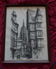 Kohle Zeichnung Altstadt