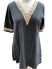 Kleid Tunika Strandkleid Sommerkleid Schwarz XL Orient Indien