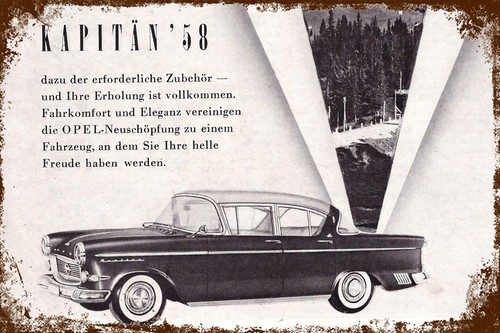 Blechschild opel kapitän 1958 - blechschild,