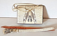 Echt Schlangenleder Set Handtasche und Gürtel 70er Jahre Königskobra Handgefert.