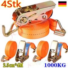 4x Spanngurte mit Ratsche und Haken Zurrgurte Spanngurt 1000kg 4m Meter 25MM 1T