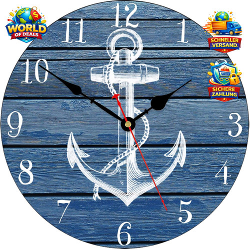 Wanduhr weiß anker - weiß,