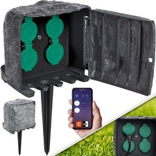 KESSER® Gartensteckdose WiFi 4 Außensteckdose Steckdosenstein Energiesäule Stein