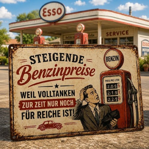 Blechschild steigende