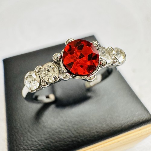 Ring versilbert rot - , zierstein