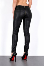 Lederoptik Coated Jeans mit