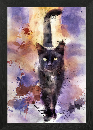 Schwarze katze gerahmtes - schwarze,