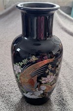 Vase Schwarz Porzellan Gold