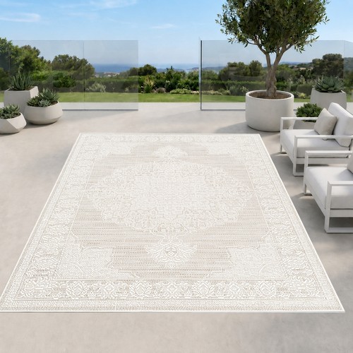 Teppich beige creme - creme, mit