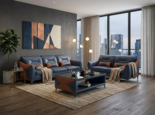Leder sofa set modern blau - sofa,