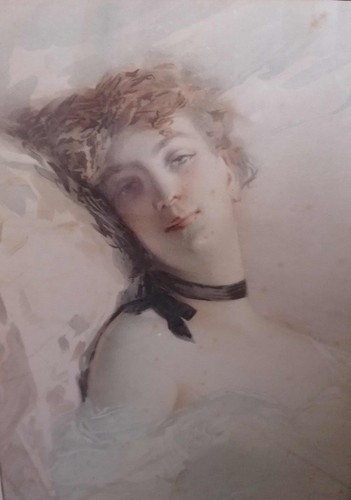 Leicht begleidete frau gemalt - frau,