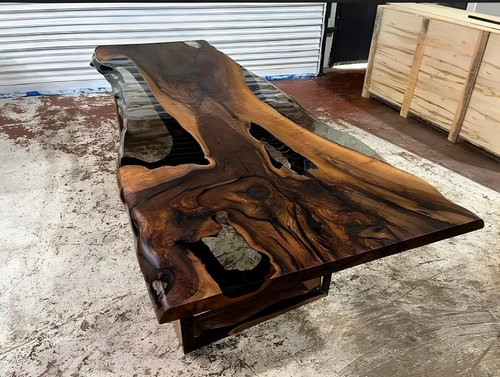 Dark walnut smokey gray epoxy - smokey,