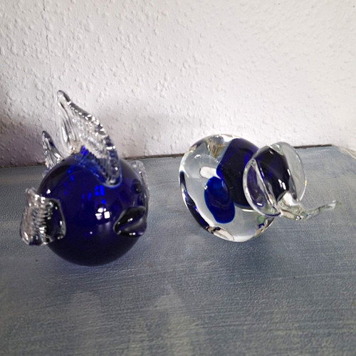 Glas fisch figur - 2x,