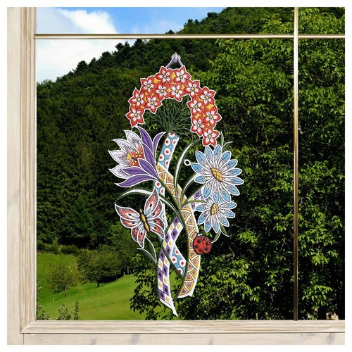 Fensterbild blumengruß mit - fensterbild,