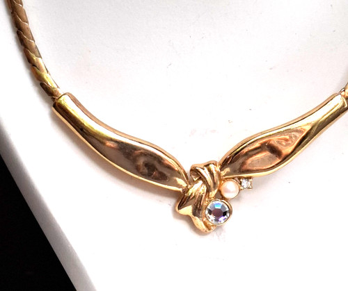 Kette collier perle - kette, zirkonia
