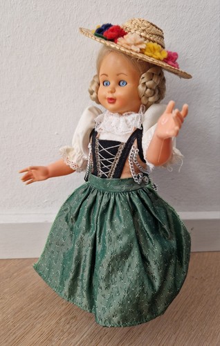Vintage trachtenpuppe blaue - vintage,