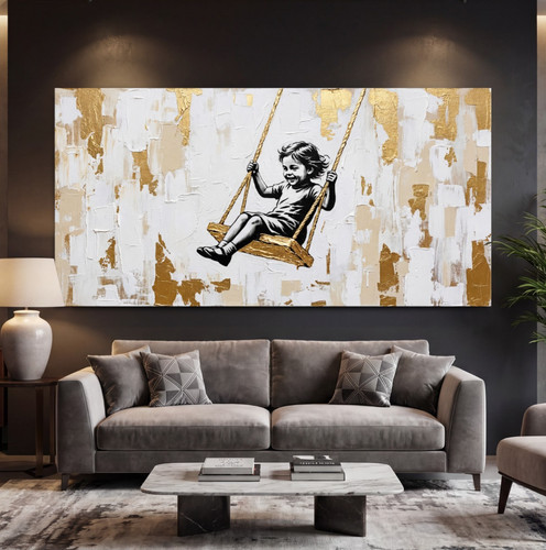 Banksy kind auf schaukel - auf,