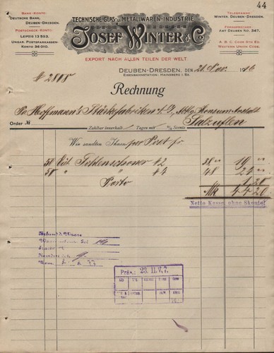 Deuben dresden rechnung 1916 - rechnung,