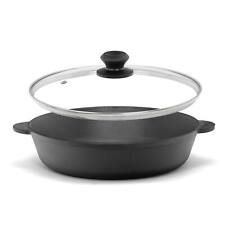 Ø28cm Gusseisenpfanne mit Glasdeckel Bräter Schmortopf aus Gusseisen