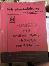 Betriebsanleitung IHC Mc Cormick International F 1-5 Scheibenschälpflüge 1-9 Sch