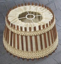 Lampenschirm Pendelleuchte, rustikal, Holz, Stoff, Durchmesser ca. 37,5 cm