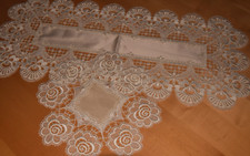 2 tlg. Set alte Spitzen Deckchen Tischläufer Echt Spitze (13296)