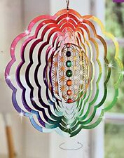 Windspiel mit Blume des Lebens NEU bunt tolle Dreheffekte aus Metall