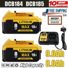 2X Für DeWalt Akku 18V XR Li-ion DCB184 DCB182 DCB200-2 /Ladegerä DE 5AH 8AH 9Ah