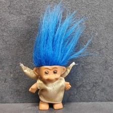 Troll 90er Mit Goldenem Kleid Blaue Haare Gnom Ca.7,5cm Groß (Ohne Haare) Engel?