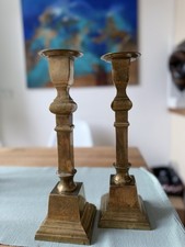 2 antike Kerzenhalter, Kerzenständer einarmig aus Messing- Guss, Vintage 23cm