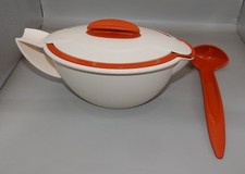 Tupperware Thermo Duo Sauciere Creme/Orange mit Soßenlöffel gebraucht