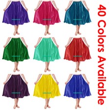 Satin Maxi Röcke Bauchtanz Tribal Halb Kreis Jupe Robe Zigeuner Damen 30 " Lang