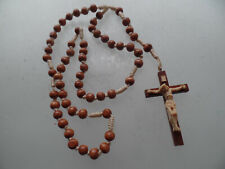 Rosenkranz Holz hellbraun geknüpft Wand o. zum Tragen mit Holzkreuz geschnitzt