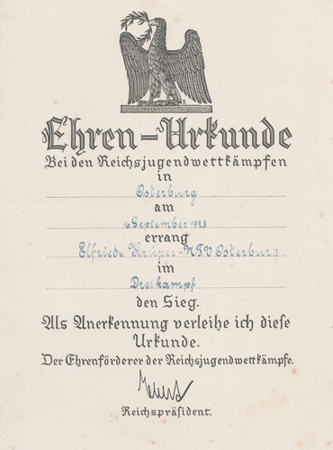 Urkunde deutsche turnerschaft - urkunde,