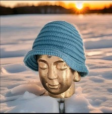 Bucket Hat, Fischerhut, Anglerhut, Blau gehäkelt, ca. 56-58 cm