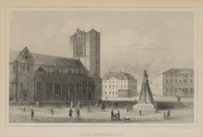 J. POPPEL (1807-1882), Burgplatz von Braunschweig, um 1840, Sst. Romantik