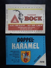 2 DDR-Bier-Etiketten - Brauerei Greussen / VEB GK Erfurt, Thüringen -DE