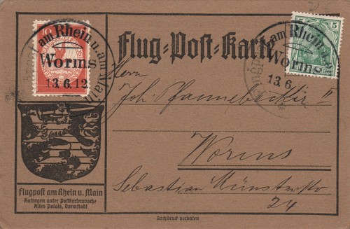 Flug post karte worms - -,