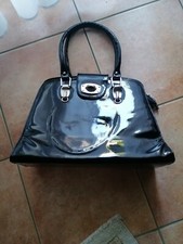 Lidya Lack Hand Damen Tasche, 14 x 27 x 37 cm, Fa. schwarz mit silber, NEU + TOP