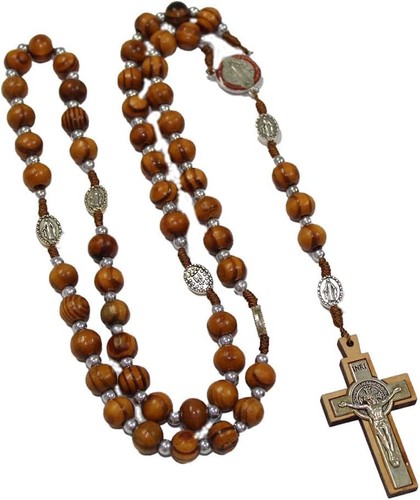 Holzperlen rosenkranz kette - holzperlen,