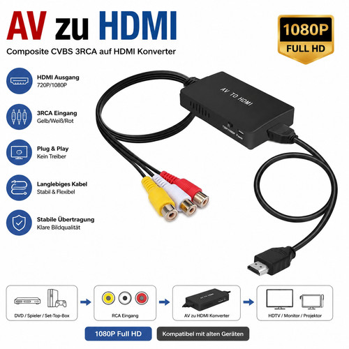 Rca auf hdmi 1080p - rca, adapter