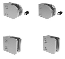 Edelstahl Glashalter Klemmhalter Glasklemme eckig Geländer halbrund V2A massiv