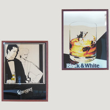 2x Vintage Werbespiegel - Black & White Whisky und Schweppes - Spiegel Bild Alt