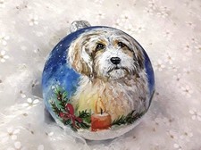 Weihnachtskugel aus Glas, Kugel, Christbaumkugel handbemalt , Hund, Welpe, 10 cm