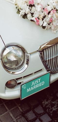 Just married textil banner - married,