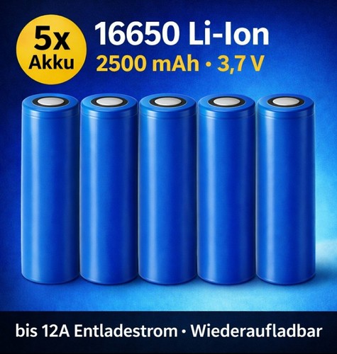 Akkuzelle 16650 2500 - 5x, 3,7v