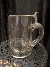 Antik glas bier krug mit - ,