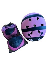 Kinderhelm Helm für Fahrrad Skateboard 51-54 S  Rosa Bienen Set Knieschoner