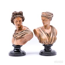 Vintage U&C Uffrecht & Co Kunstskulptur Frauen-Büste 130 & Herren-Büste 129