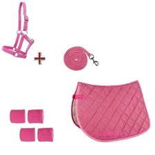 Set Halfter mit Strick Schabracke und Bandagen für Holzpferd